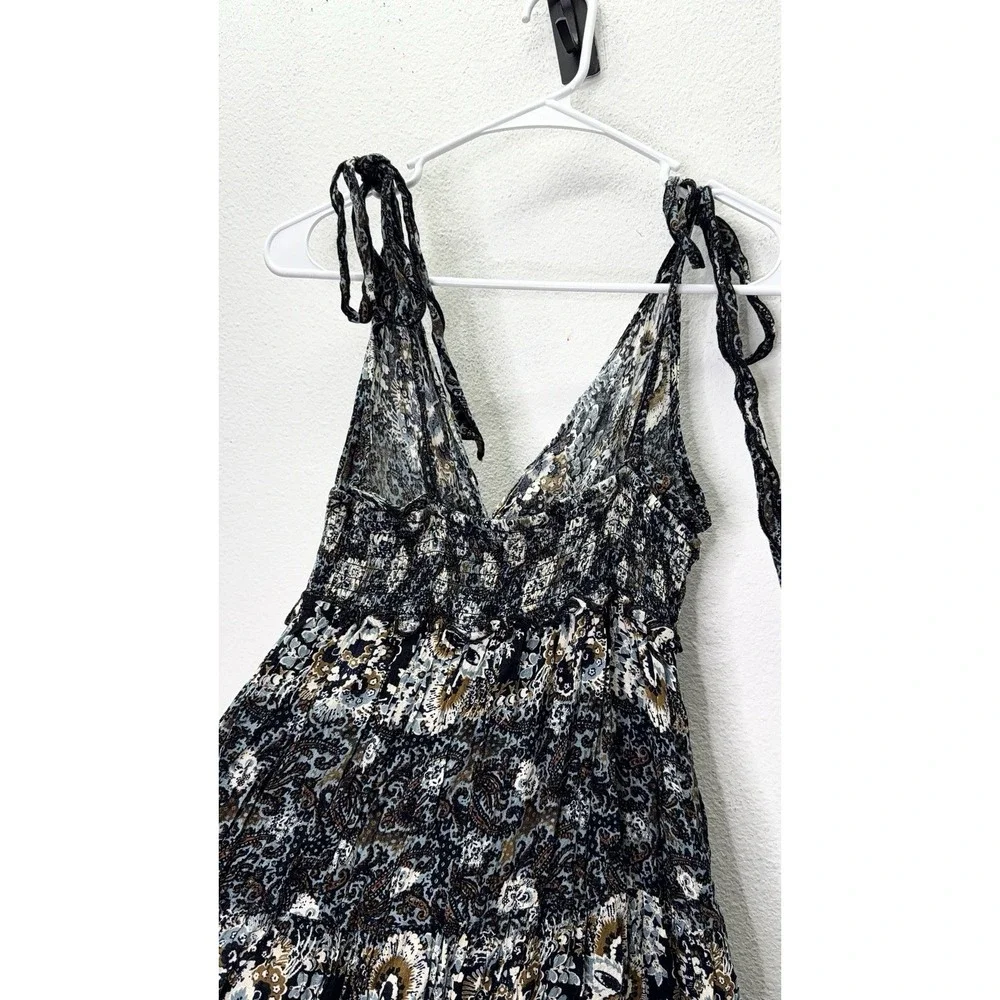 Free People One Women Festival BabyDoll Midi Dress Size M Boho Fairy Tie Straps
